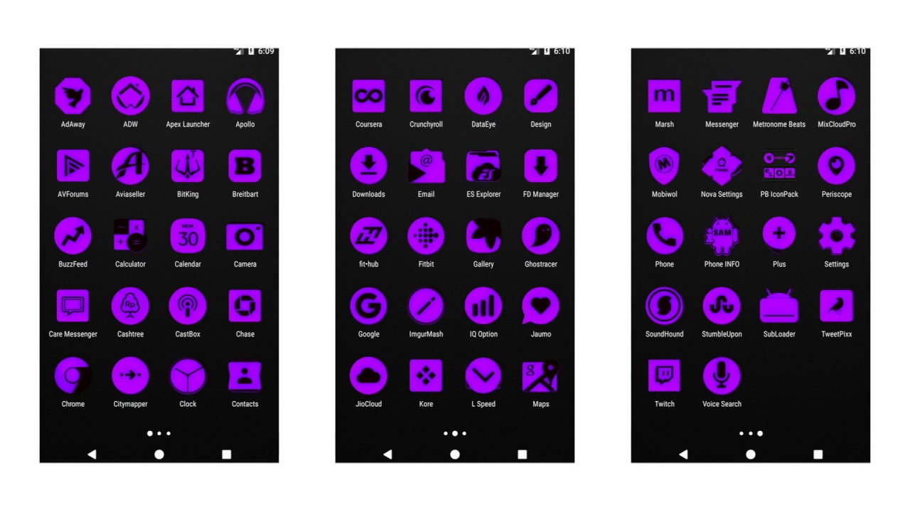 1280x720 Purple And Black Icon Pack Free For Mobile And Tablet Devices