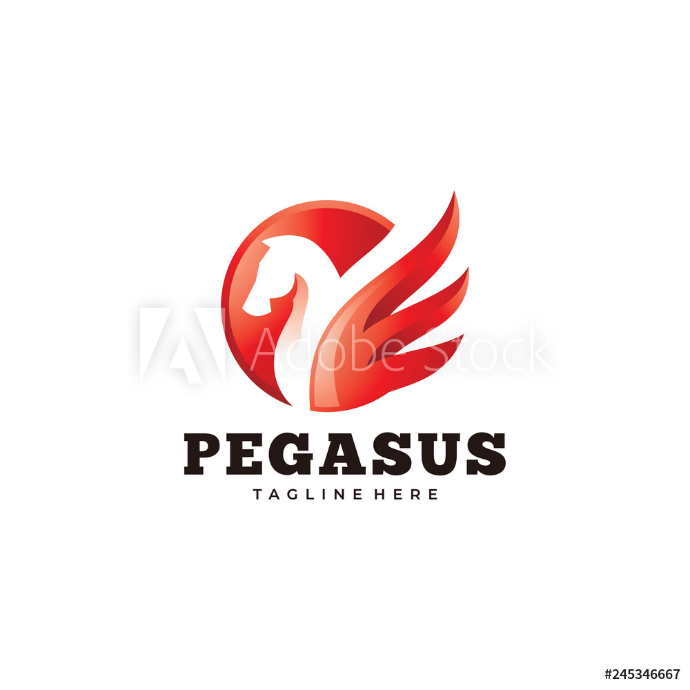 1000x1000 Fotografie, Obraz Modern Pegasus Logo, Horse And Wing Vector Icon