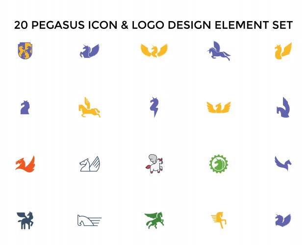 626x500 Pegasus Icon Logo Design Set Vector Premium Download