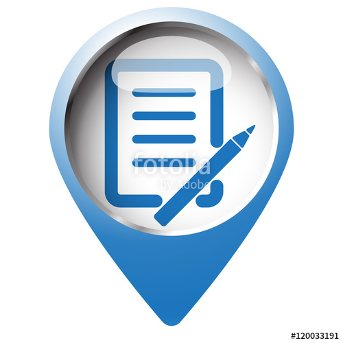 500x500 Map Pin Symbol With Pen And Paper Icon Blue Symbol On White Bac