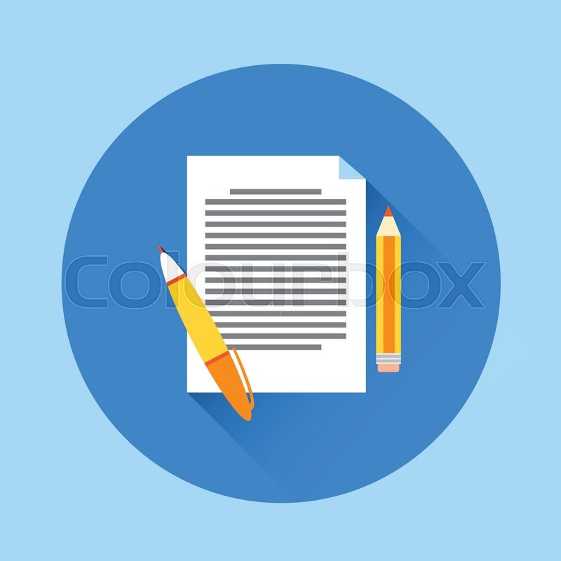 800x800 Paper Document With Pen Flat Icon Stock Vector Colourbox