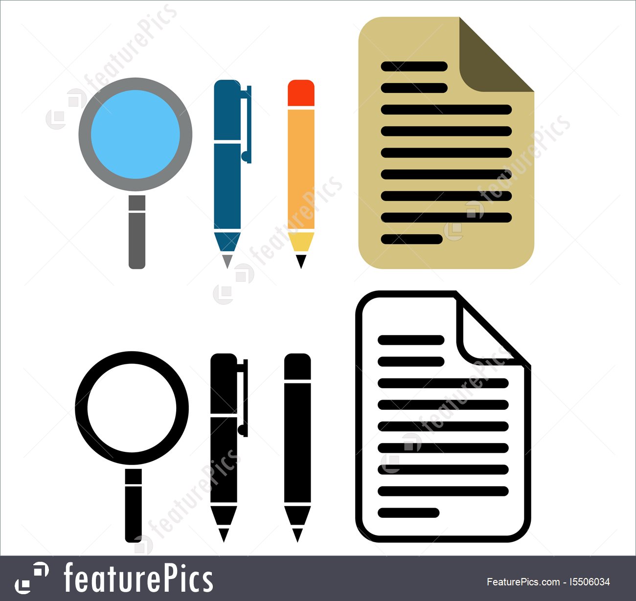 1300x1229 Pen Pencil And Paper Icon Illustration