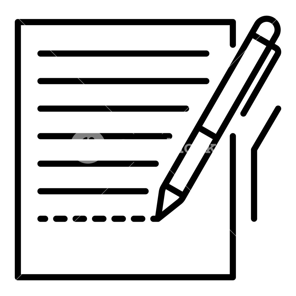 1000x1000 Pen Homework Paper Icon Outline Pen Homework Paper Vector Icon