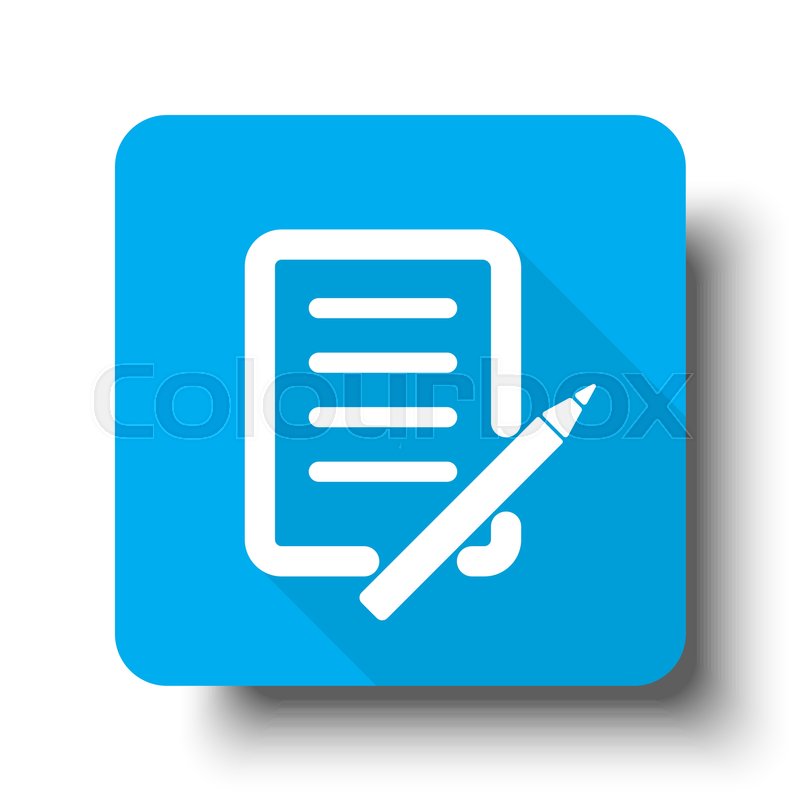 800x800 White Pen And Paper Icon On Blue Web Stock Vector Colourbox
