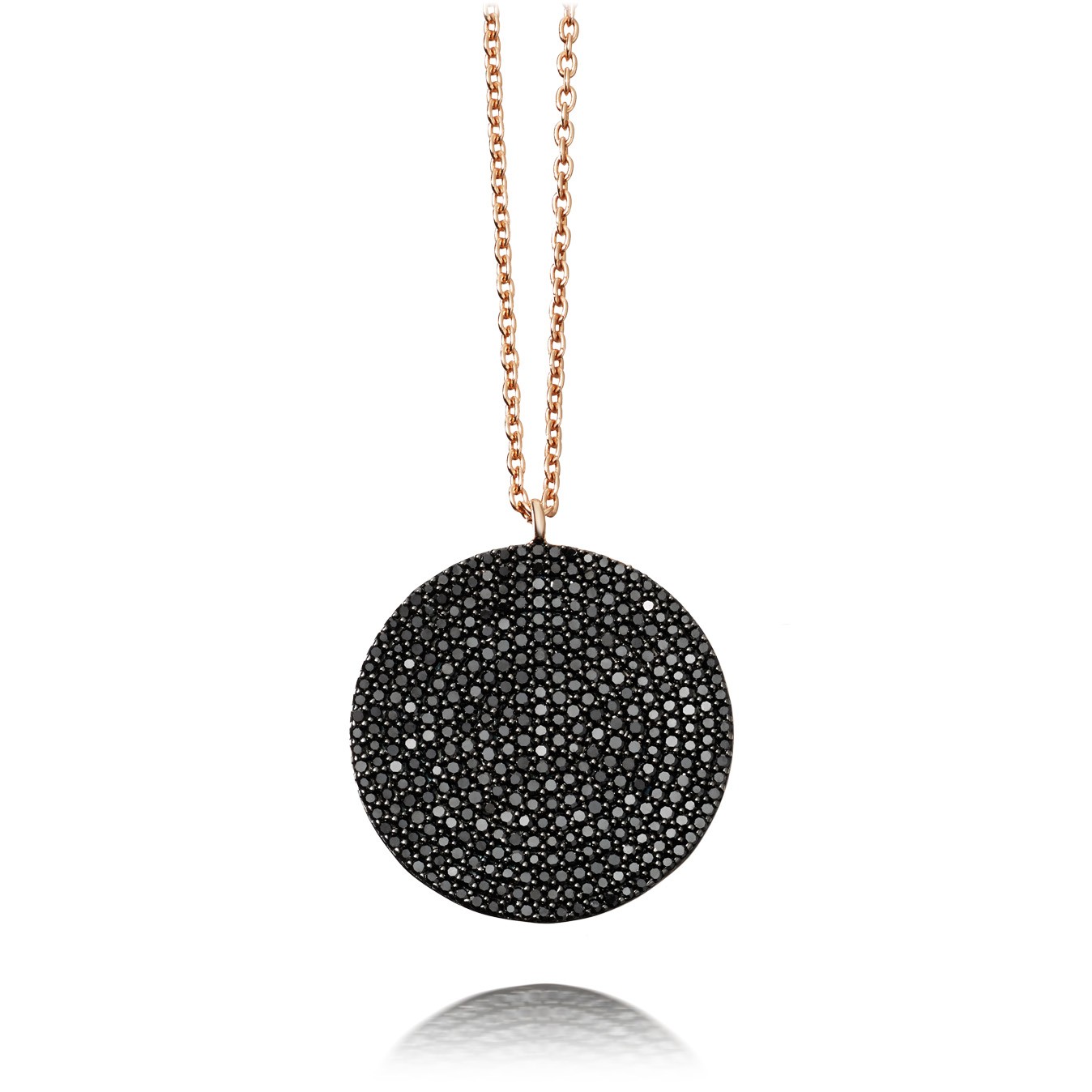 1348x1348 Large Icon Black Diamond Pendant Necklace Rose Gold