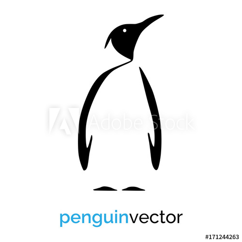 Black Pengun On White Background Vector Graphic 500x500 Black Pengun On White Background Vector Graphic