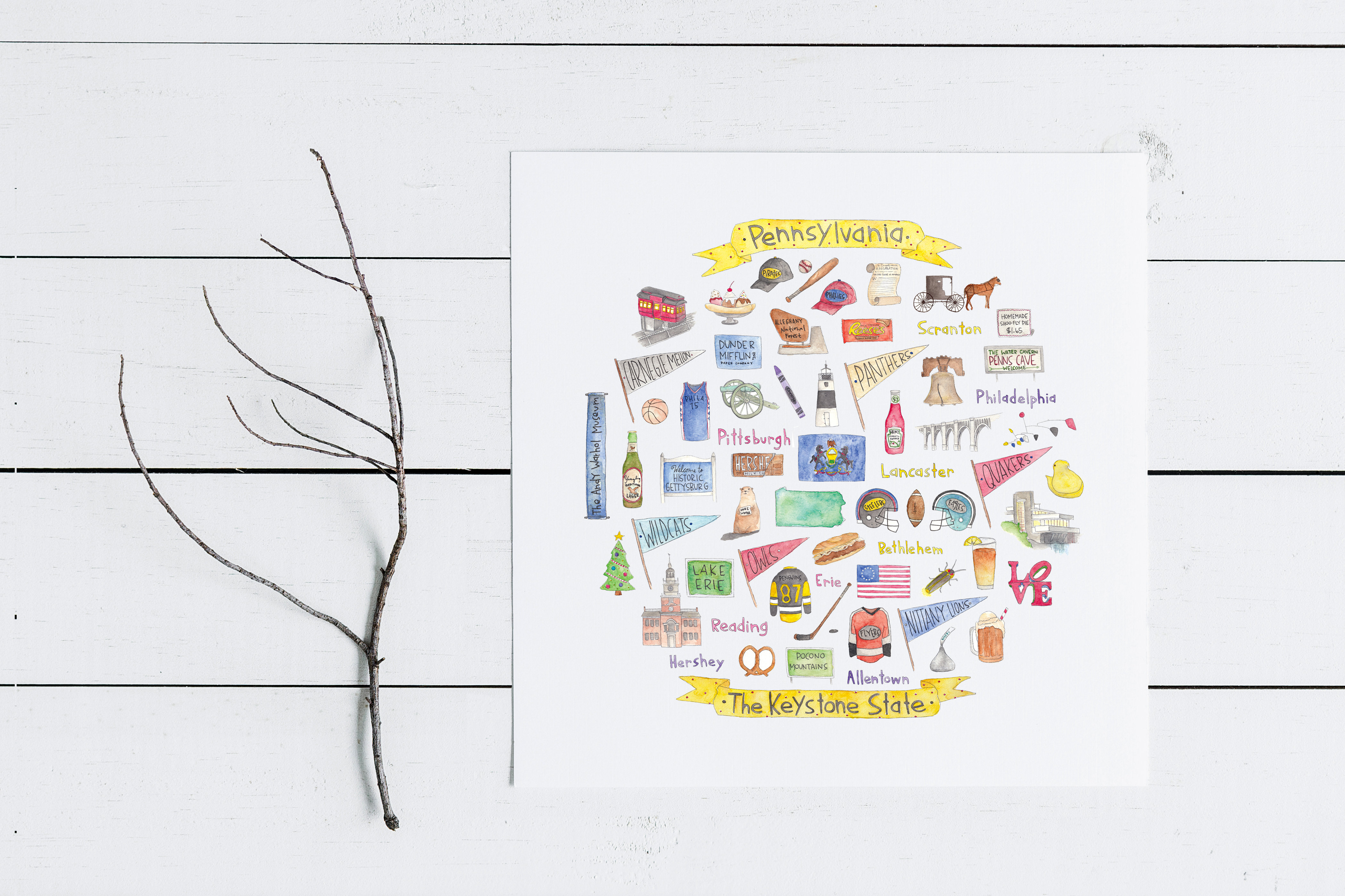 4196x2797 Pennsylvania Icon Watercolor