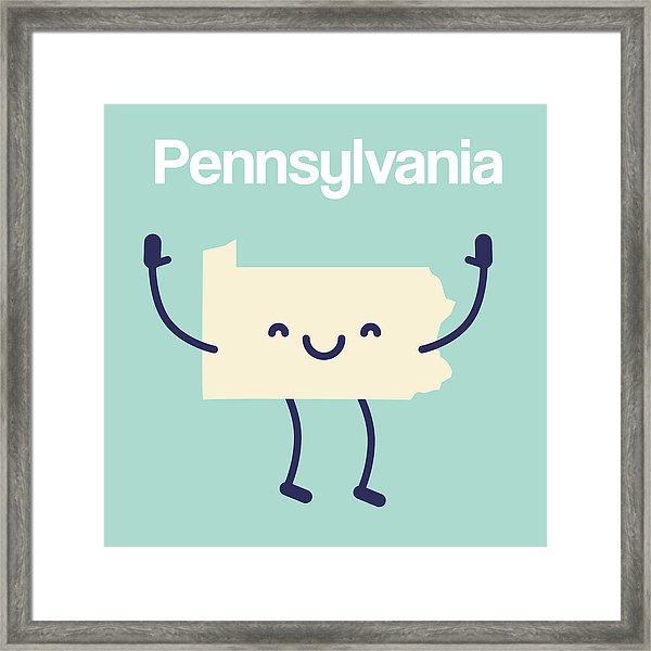 600x600 Happy Pennsylvania Map Icon Framed Print