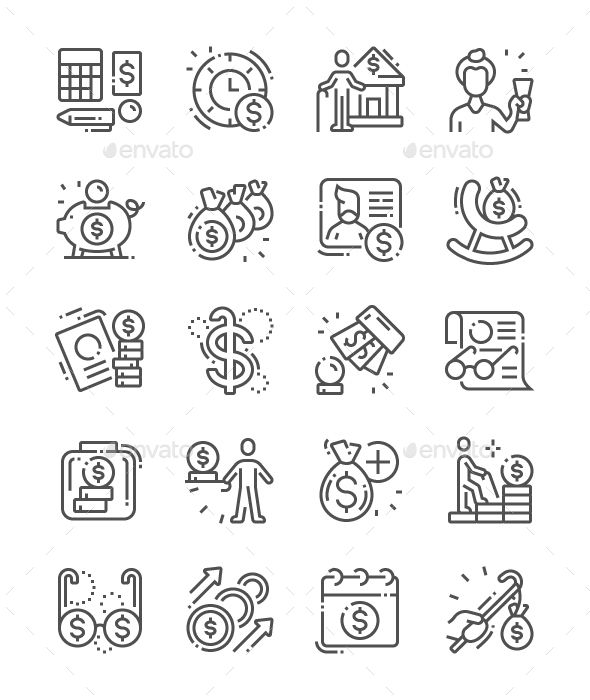 590x700 Pension Funds Line Icons Icons Line Icon, Create Icon, Icon Design