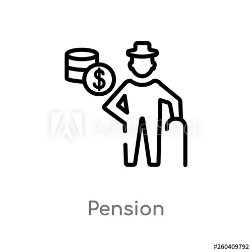 500x500 Outline Pension Vector Icon Isolated Black Simple Line Element