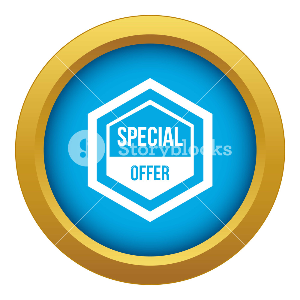 1000x1000 Special Offer Pentagon Icon Blue Isolated On White Background