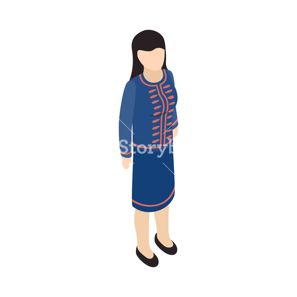 1000x1000 Female Singaporean Icon In Isometric Style Isolated On White