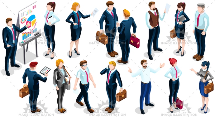 690x376 Isometric People Team Deal Icon Set Vector Illustration