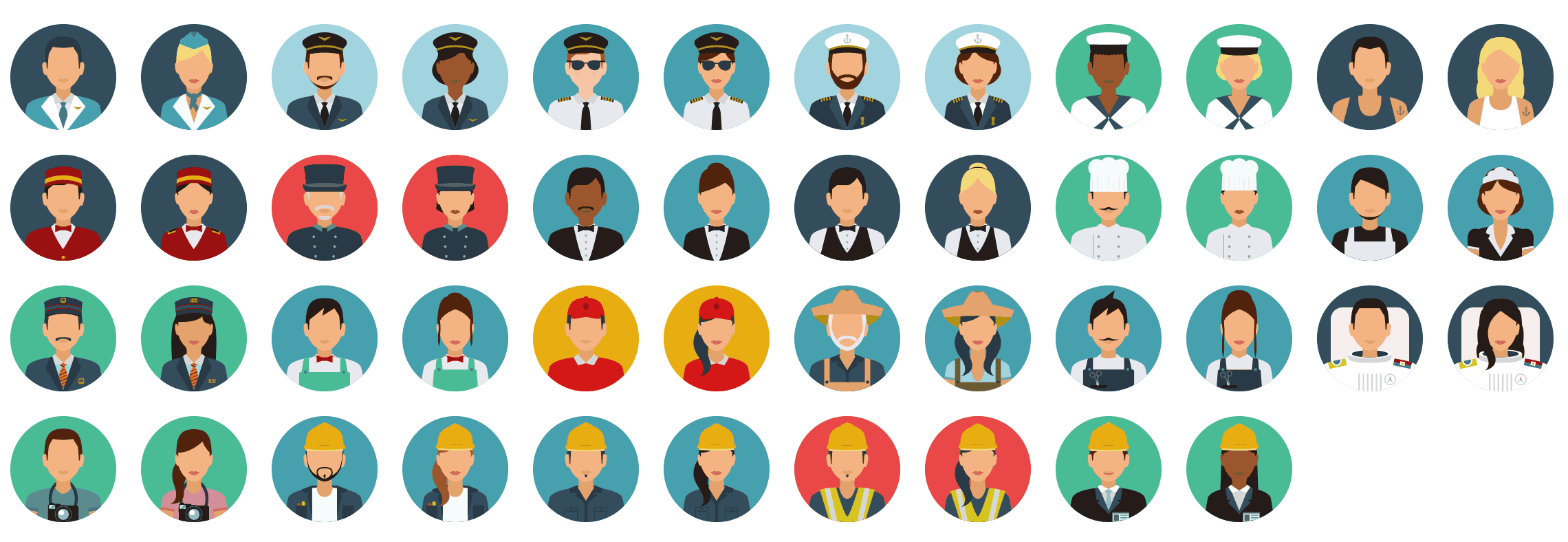 2280x788 Flat Icons Vector Set Royalty Free