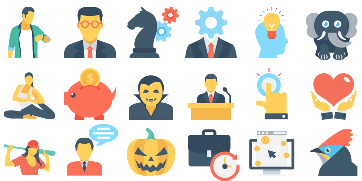 1200x600 Unique Flat Icons Bundle, Categories