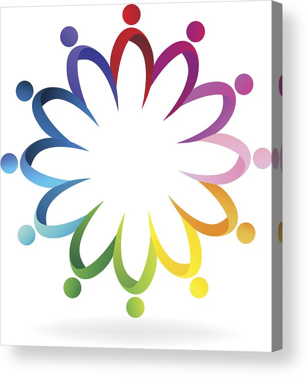 612x750 Teamwork Community People Holding Hands Icon Id Cards Acrylic