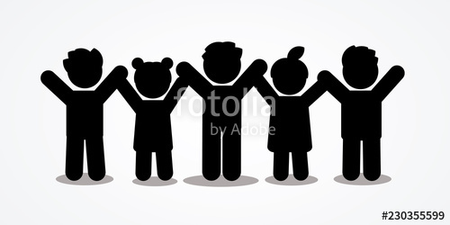 500x250 Group Of Children Holding Hands Icon Graphic Vector Stock Image