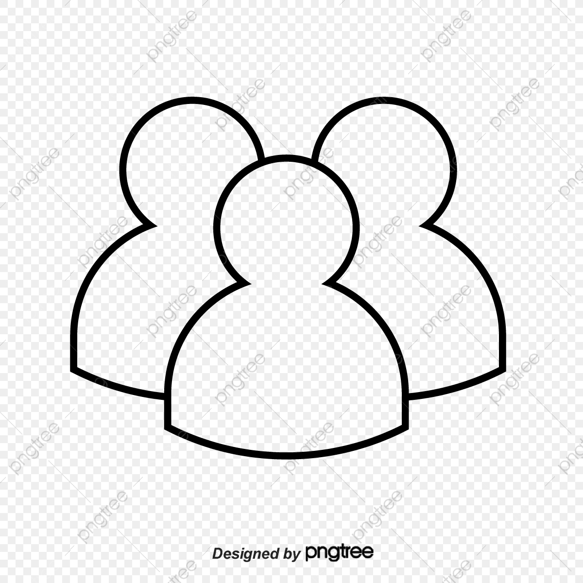 1200x1200 Simple Line Black And White Character Icon, Three People, People