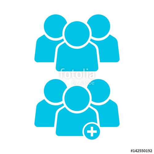 500x500 Group People Icon Set Blue Color Isolated Vector Stock Image