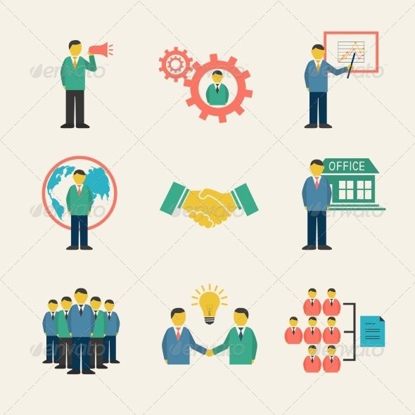 590x590 Flat Business People Meeting Icons Set Fonts Logos Icons