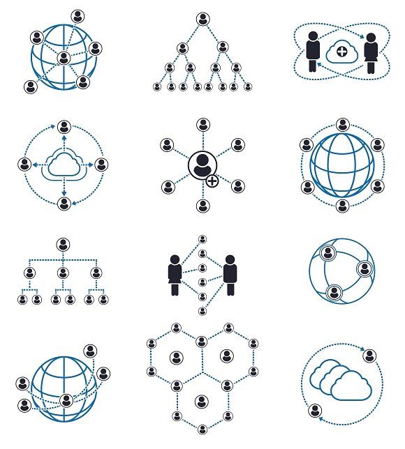 580x644 People Connection And Network Icons