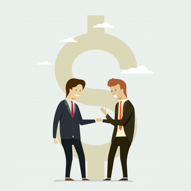 626x626 Business People Shaking Hands Partners Flat Dollar Icon Vector