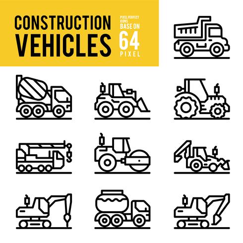 Construction Vehicle And Transport Outline Icons Pixel Perfect 490x490 Construction Vehicle And Transport Outline Icons Pixel Perfect