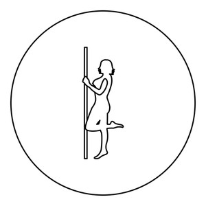 300x300 Striptease Performer Woman On Tube Icon Black Color In Round