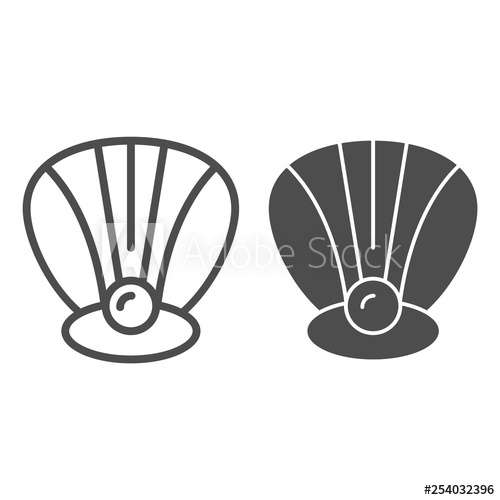 500x500 Perl In A Shell Line And Glyph Icon Clam Vector Illustration