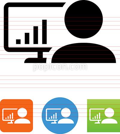 400x445 Computer User Sitting At Monitor With Graph Icon
