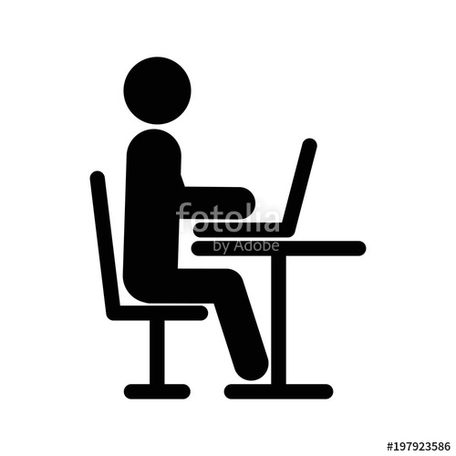 500x500 Icon Of Man Using Computer Person Sit And Working On Laptop Icon
