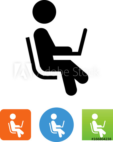399x500 Person In Chair Using A Laptop Computer Icon