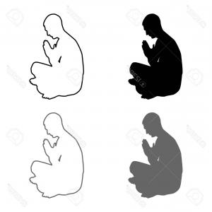 300x300 Man Praying Silhouette Icon Black Color Vector Illustration Flat