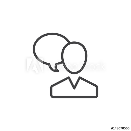 500x500 User And Speech Bubble, Person Talking Line Icon, Outline Vector