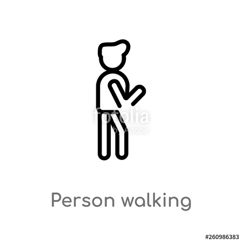 500x500 Outline Person Walking Vector Icon Isolated Black Simple Line