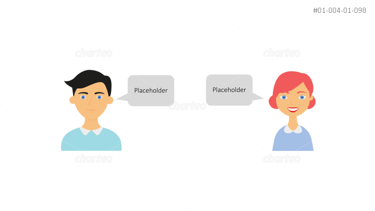 731x411 Male And Female Persona Icons With Speech Bubbles