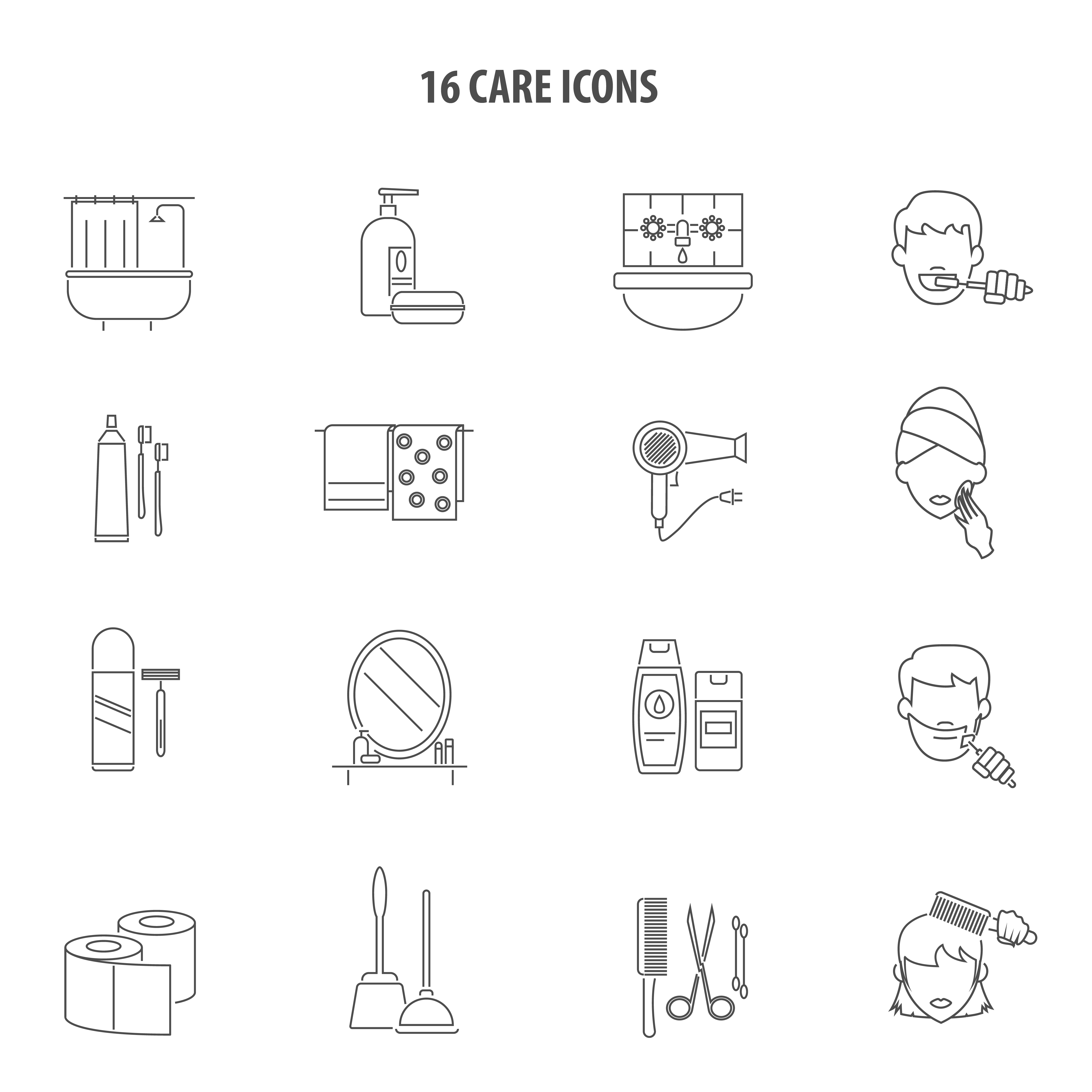 4500x4500 Personal Care Products Icons Set Line