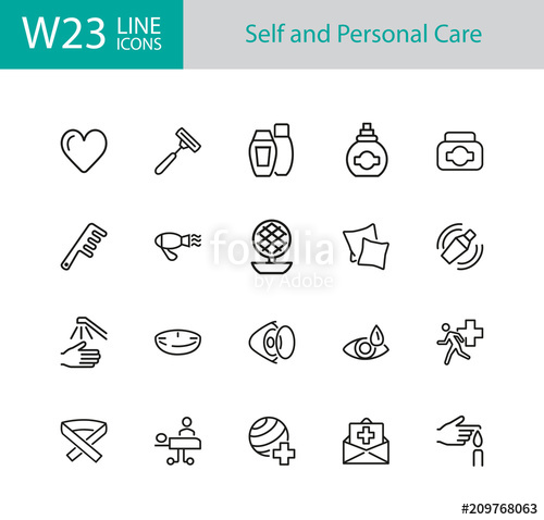 500x478 Self And Personal Care Icons Set Of Twenty Line Icons Insurance