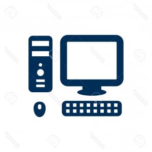 300x300 Photostock Vector Pc Icon Vector Flat Simple Blue Pictogram