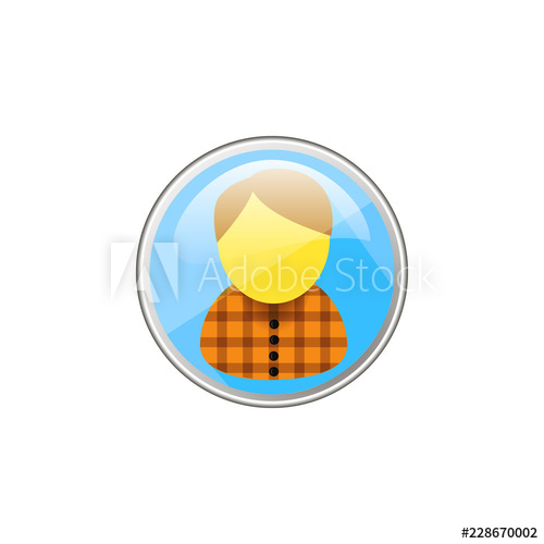 500x500 Round Vector Color Glass Icon Personal Profile Man In Orange Shirt
