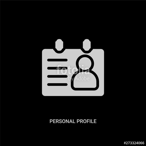 500x500 White Personal Profile Vector Icon On Black Background Modern