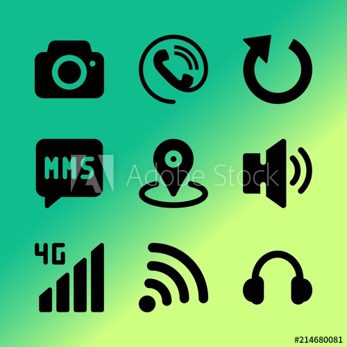 500x500 Vector Icon Set About Mobile Device With Icons Related
