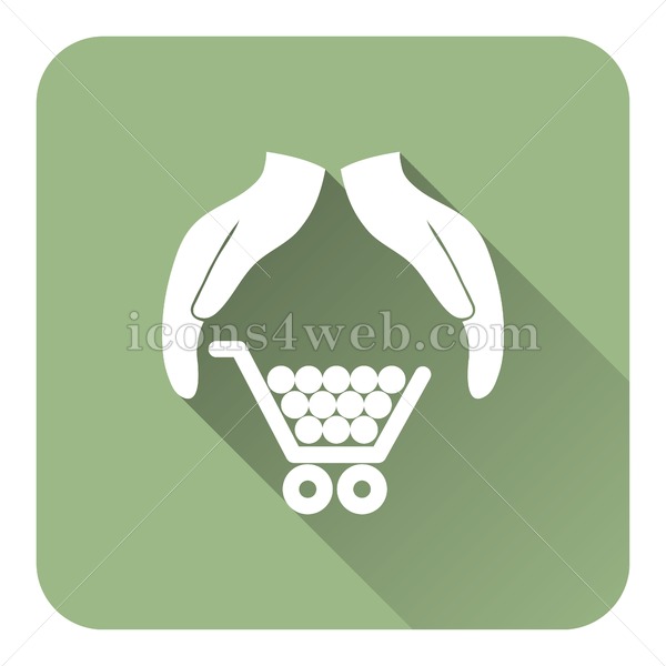 600x600 Consumer Protection, Protecting Hands Flat Icon With Long Shadow