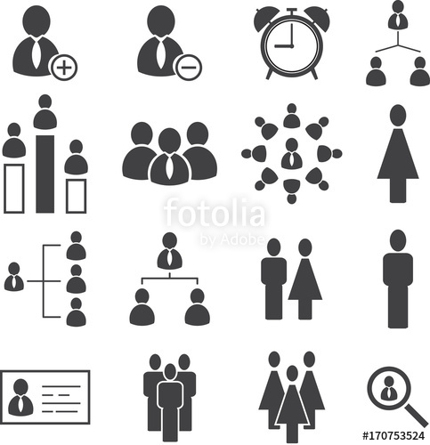483x500 Business Office Management Icons, Staff Personnel Icons Set