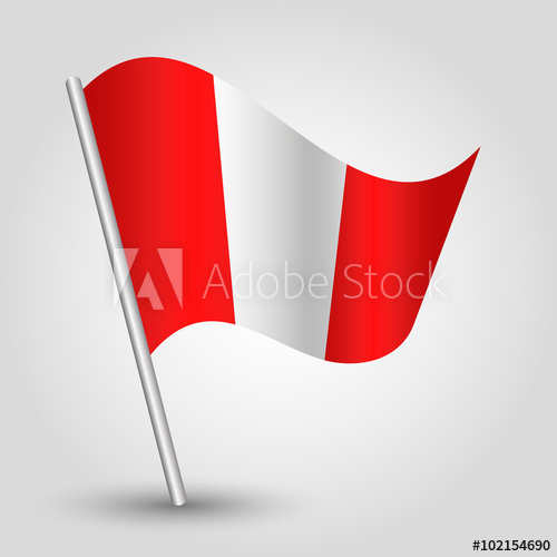 500x500 Vector Waving Simple Triangle Peruvian Flag On Slanted Pole