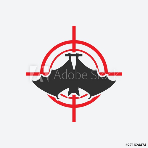 500x500 Hanging Bat Icon Red Target Insect Pest Control Sign