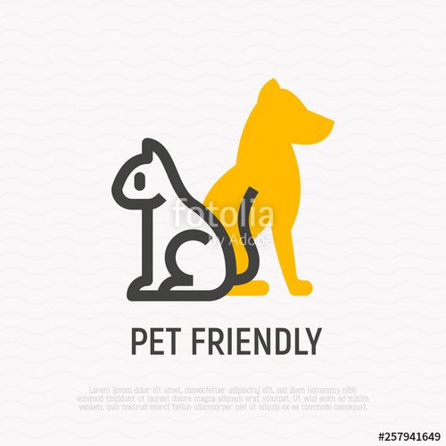 500x500 Pet Friendly Symbol Cat And Dog Silhouettes Thin Line Icon