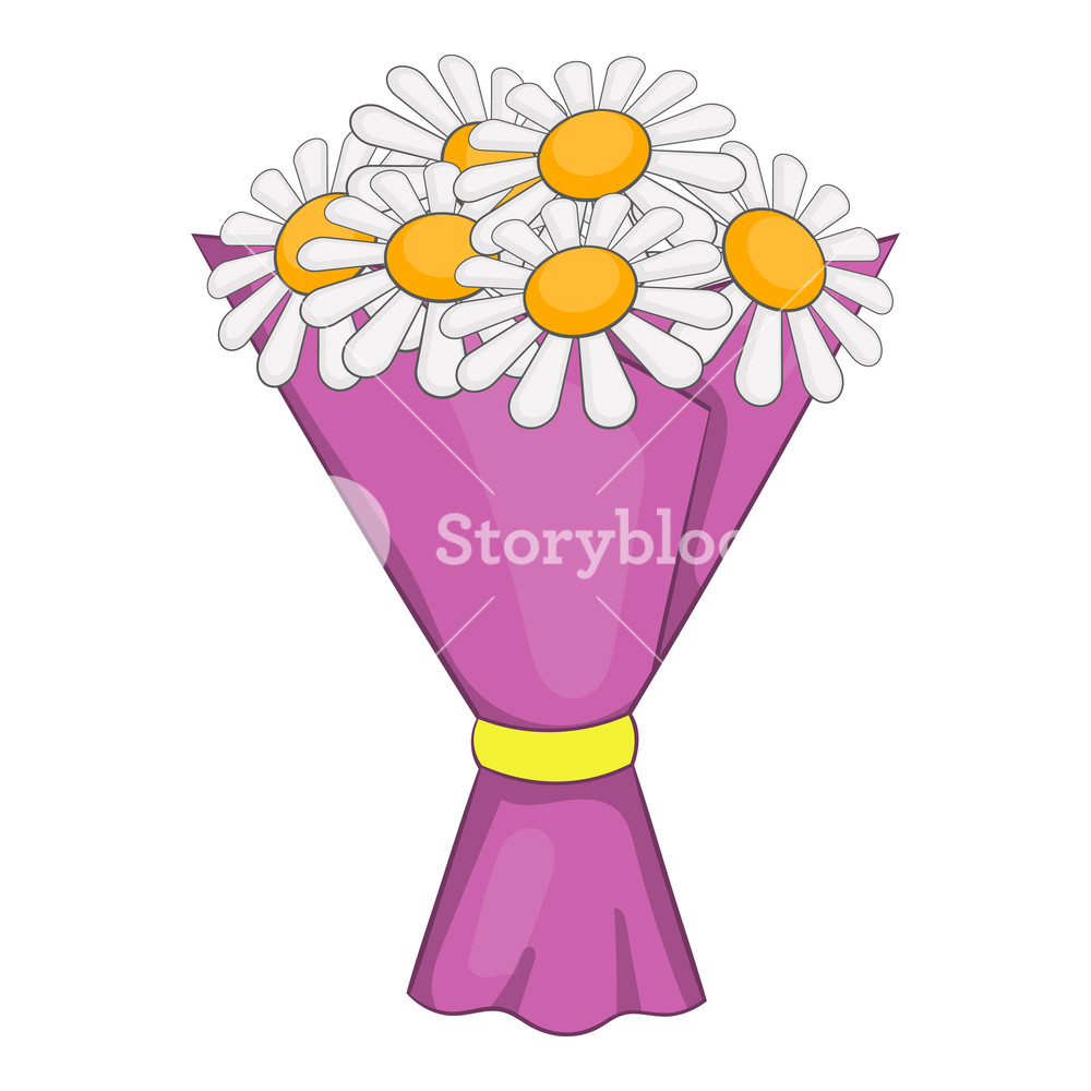 1000x1000 Bouquet Of Flowers Icon In Cartoon Style Isolated On White