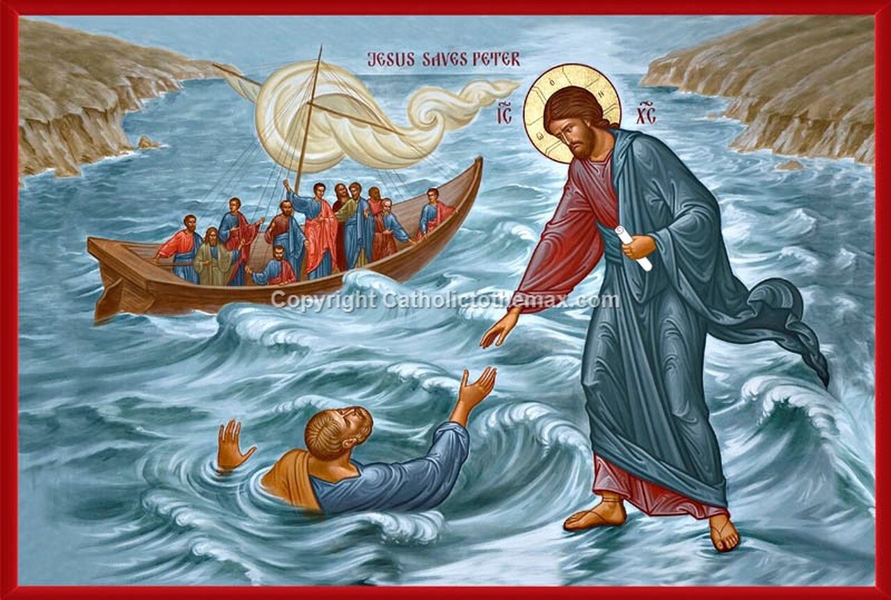 1280x862 Jesus Saves Peter Icon Wall Plaque