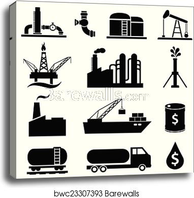 382x390 Oil Petrol Icon Set, Canvas Print Barewalls Posters Prints